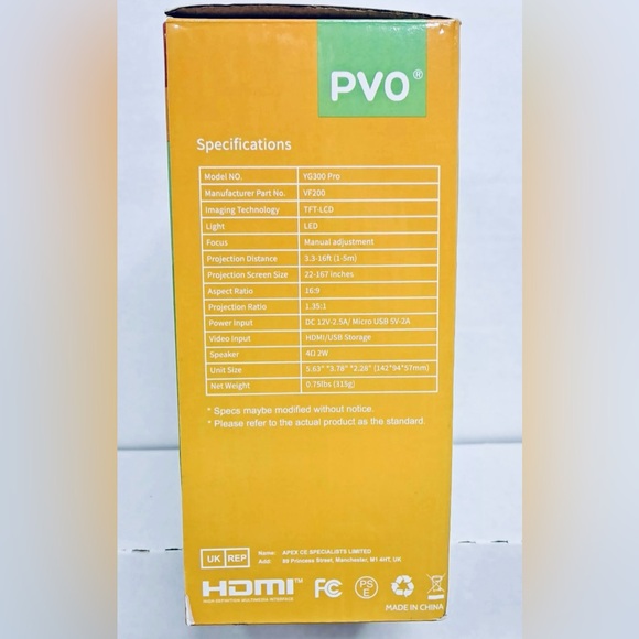 PVO LED MINI Projector YG 300 Pro Screen Projector Home Theater New Open Box - Picture 4 of 4